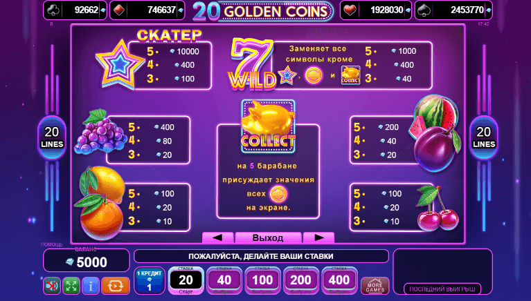 20 Golden Coins Průběh hry